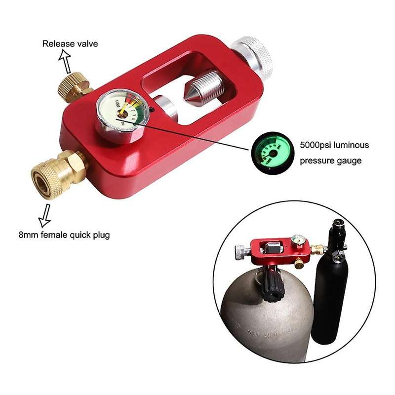 Diving Tank Refill Adapter with 5000Psi Pressure Gauge Diving Oxygen Cylinder Refill Adapter for Oxy