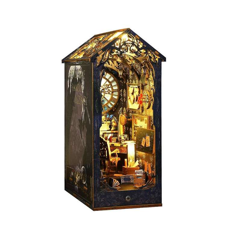 Diy Book Nook Kit, Diy Booknook Bookshelf Insert Decor Alley, with Lights, 3d Wooden Puzzle Decorati