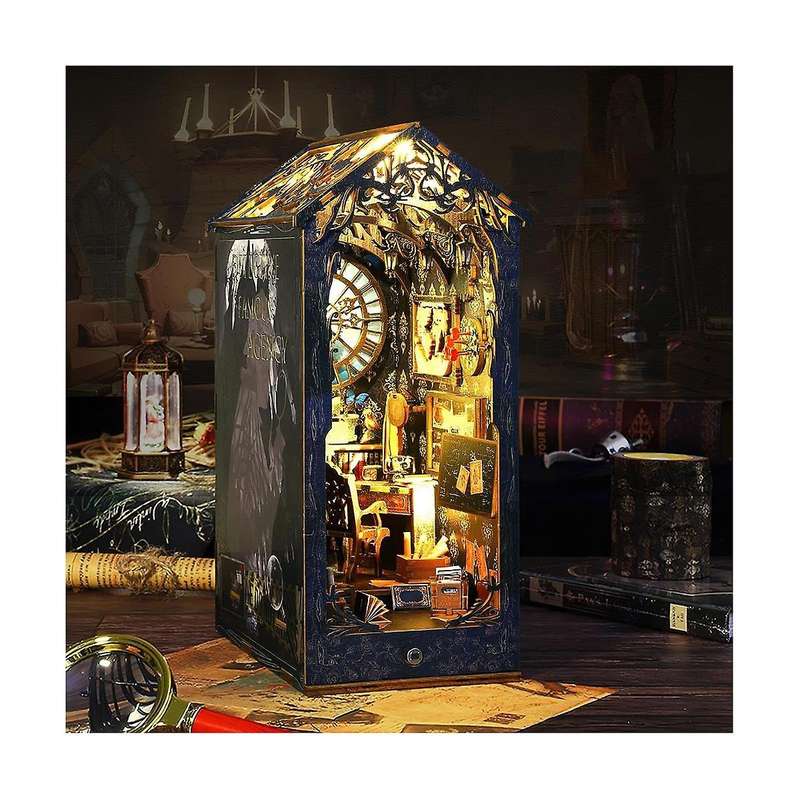 Diy Book Nook Kit, Diy Booknook Bookshelf Insert Decor Alley, with Lights, 3d Wooden Puzzle Decorati