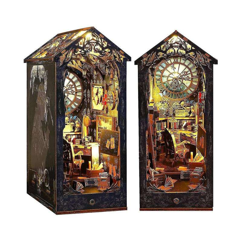 Diy Book Nook Kit, Diy Booknook Bookshelf Insert Decor Alley, with Lights, 3d Wooden Puzzle Decorati