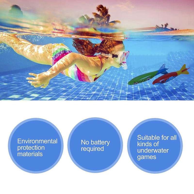 Diving Toys Underwater Sinking Swimming Pool Toy, Diving Rings & Sticks, Torpedoes, Water Grass, Di