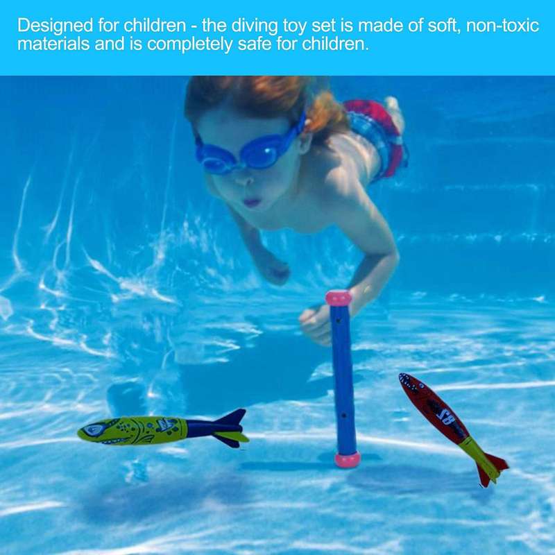 Diving Toys Underwater Sinking Swimming Pool Toy, Diving Rings & Sticks, Torpedoes, Water Grass, Di