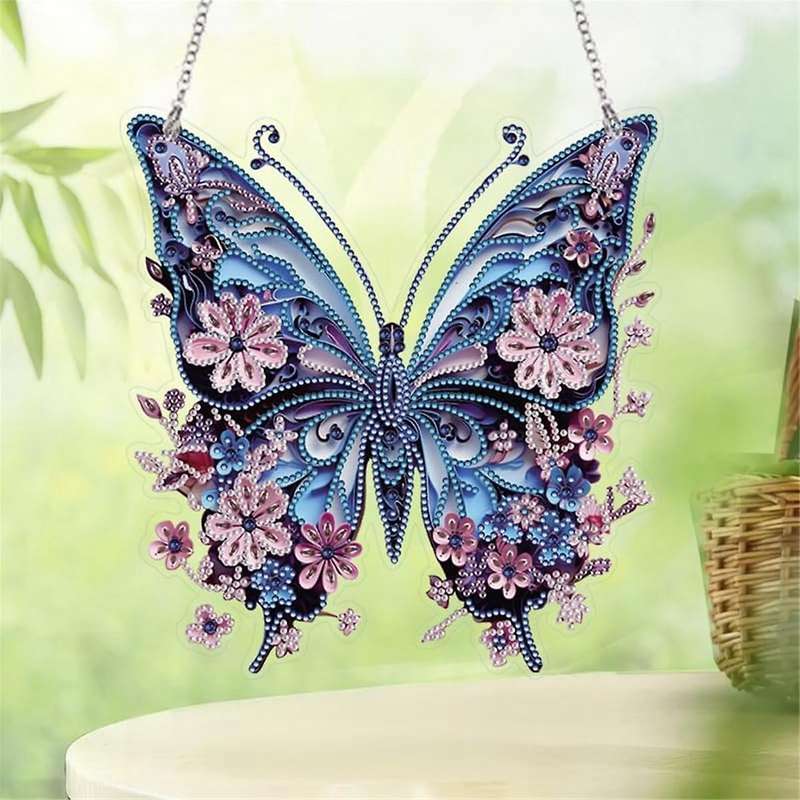 DIY Diamond Craft Pendant Painting Kit Animals, Hanging Ornaments Gemstone Painting Art for Wall Doo
