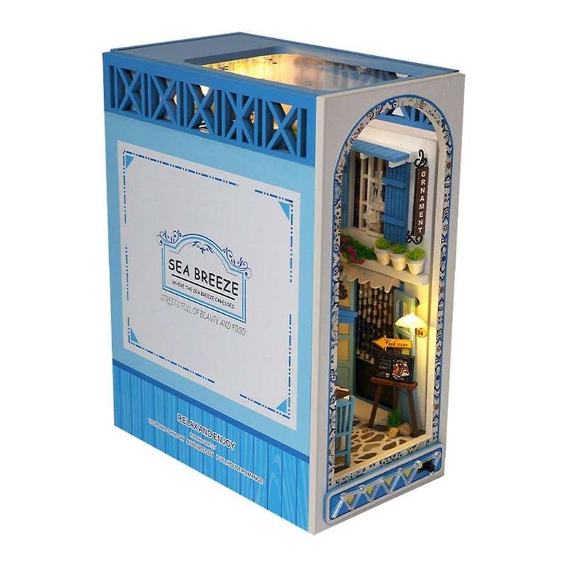 DIY Book Nook Shelf 3D Wooden Puzzle Book Shelf Insert Miniature Building Kit Assembly Bookshelf for