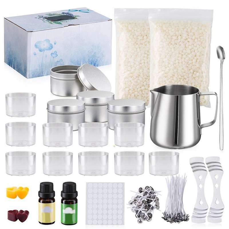 Diy Candle Making Kit Beeswax Pouring Pot Wicks Sticker Fixator Thermometer Diy Handmade Aromatherap