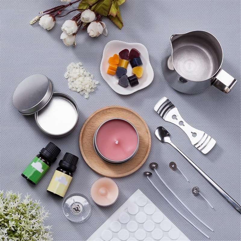 Diy Candle Making Kit Beeswax Pouring Pot Wicks Sticker Fixator Thermometer Diy Handmade Aromatherap