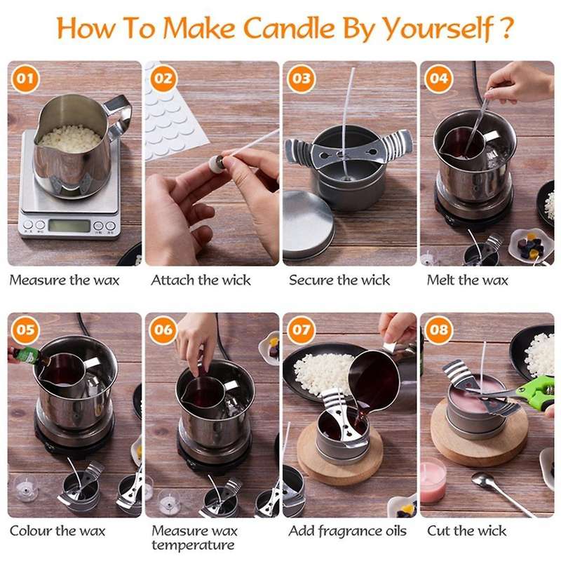 Diy Candle Making Kit Beeswax Pouring Pot Wicks Sticker Fixator Thermometer Diy Handmade Aromatherap