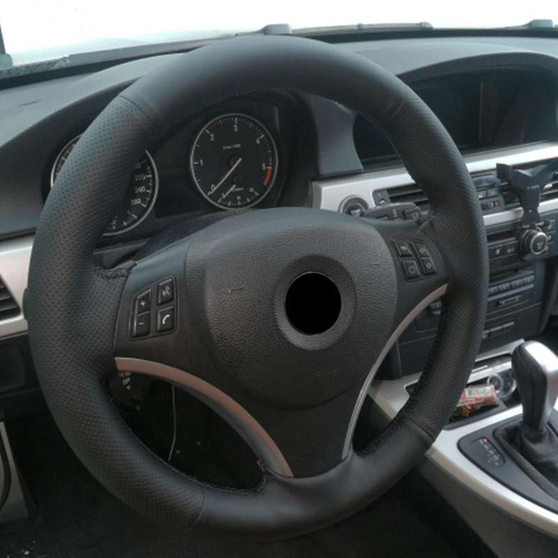 DIY Hand-Stitched Car Steering Wheel Cover Artificial Leather Breathable for E90 320I 325I 330I 335I