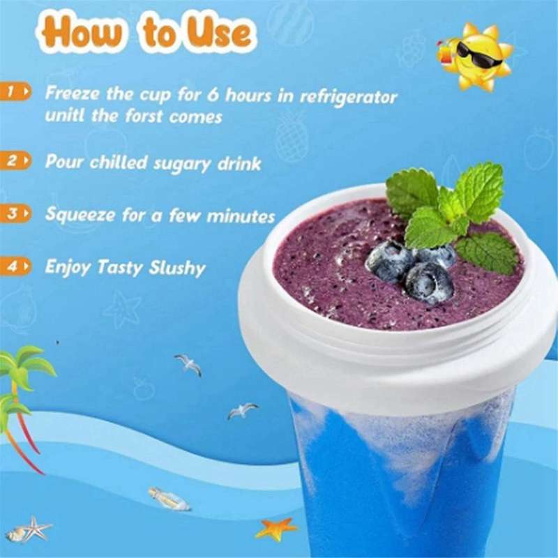 DIY Magic Slushy Maker Squeeze Cup, Portable Smoothie Squeeze Cup for Juices, Milk and Ice Cream Mak