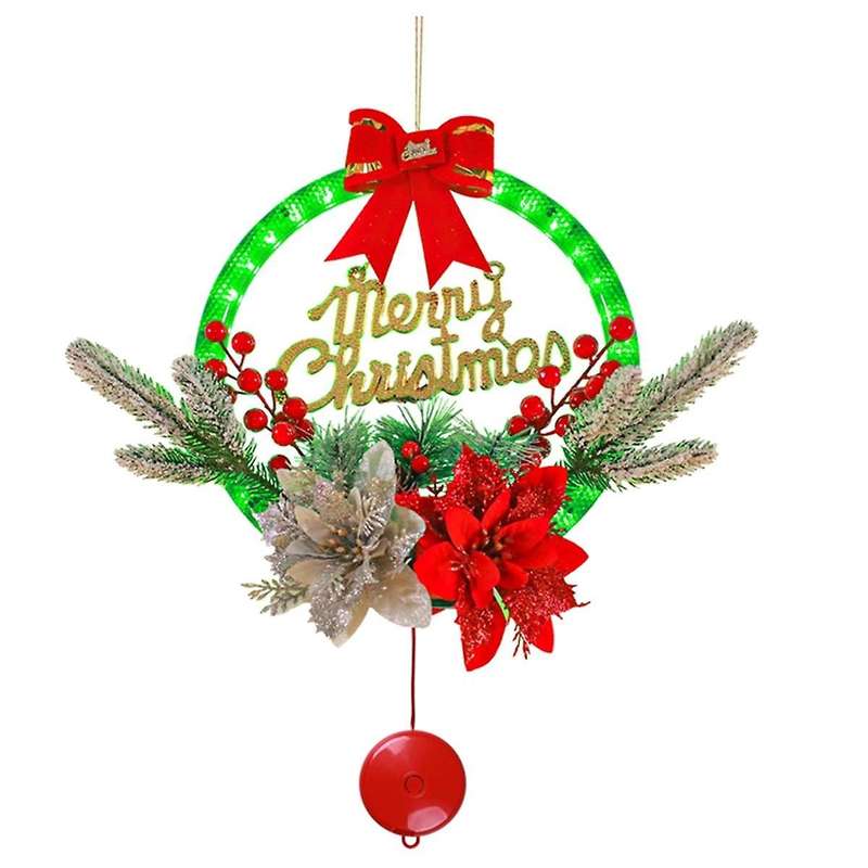 Diy Led Christmas Wreath, Green, Evergree for Front Door for Window Outdoor Wall Decor 11.8x11inch
