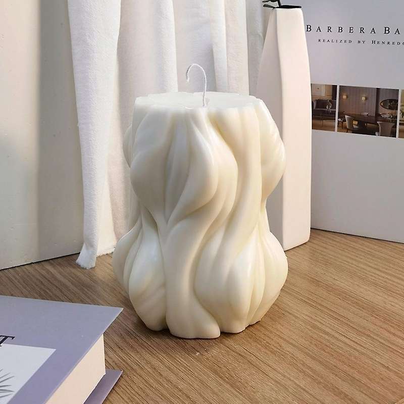 DIY Irregular Geometric Wave Twirl Candle Taper Abstract Art Decor Wavy Stripe Pillar Candles Silico