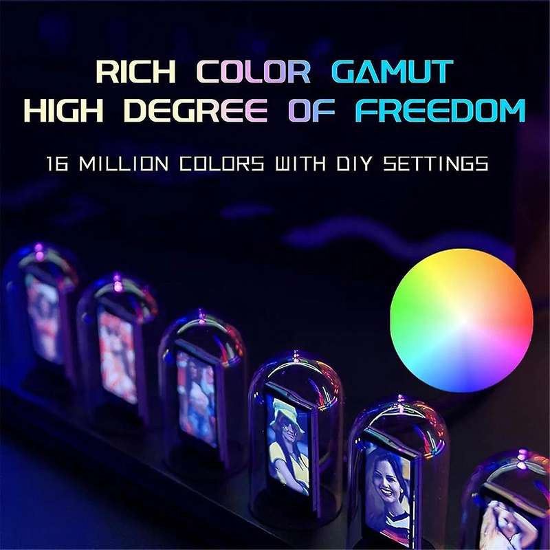 DIY LED Nixie Tube Clock RGB IPS Color Screen Digital Clock Glows WIFI Analog Clocks for Esports Gam