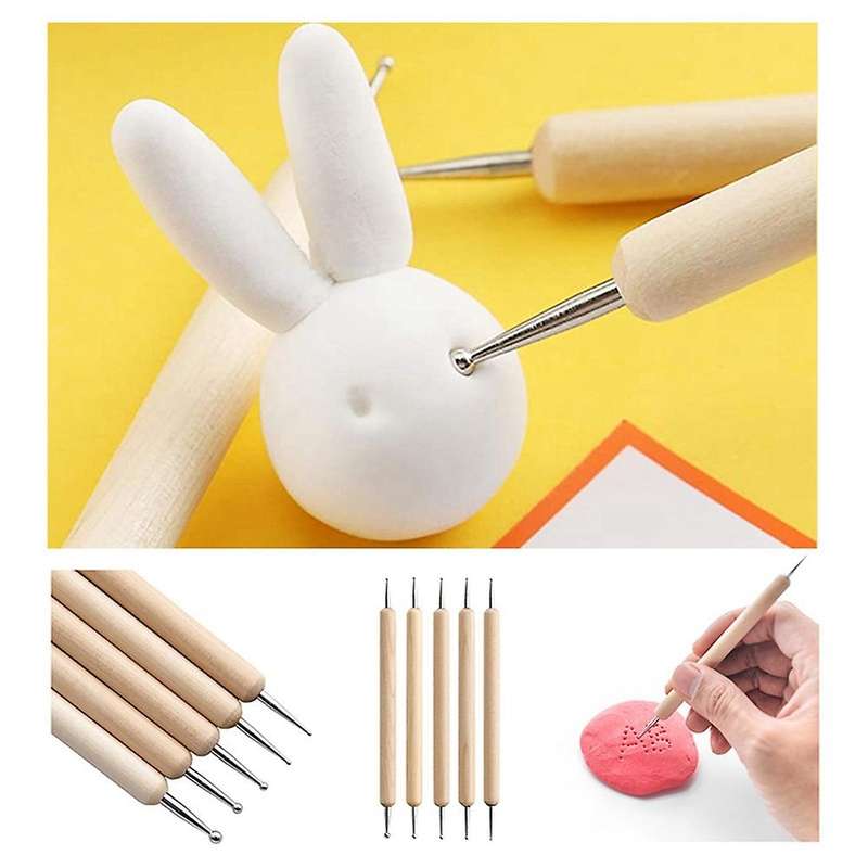 DIY Pottery Tool Set Crafts Clay Sculpting Tool Kit Pottery & Ceramics Wooden Handle Modeling Clay T
