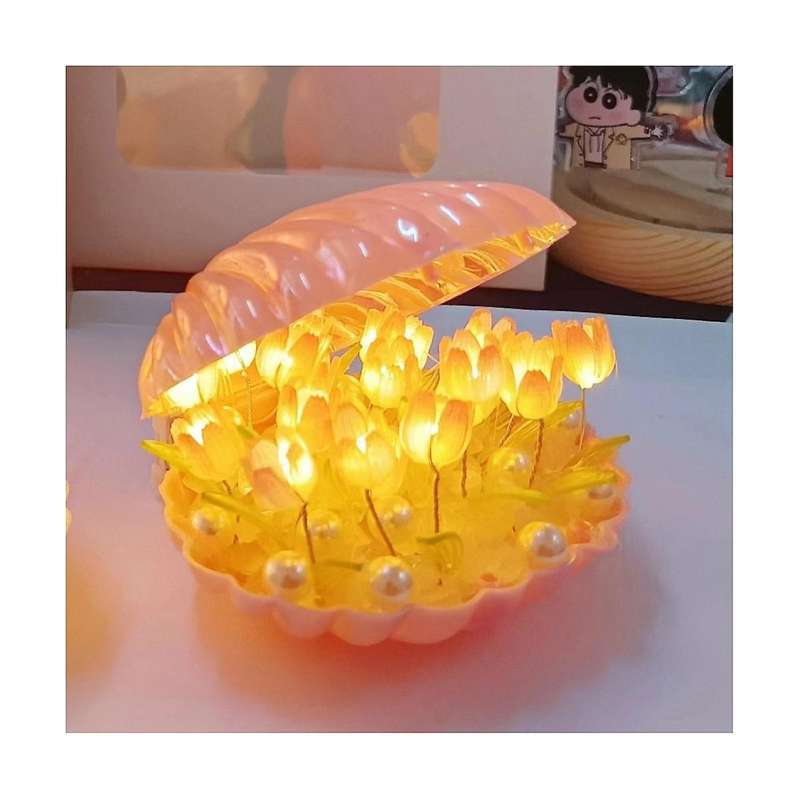 Diy Shell Tulip Night Light Handmade Diy Tulip Girl Living Room Night Light Desktop Light Romantic A