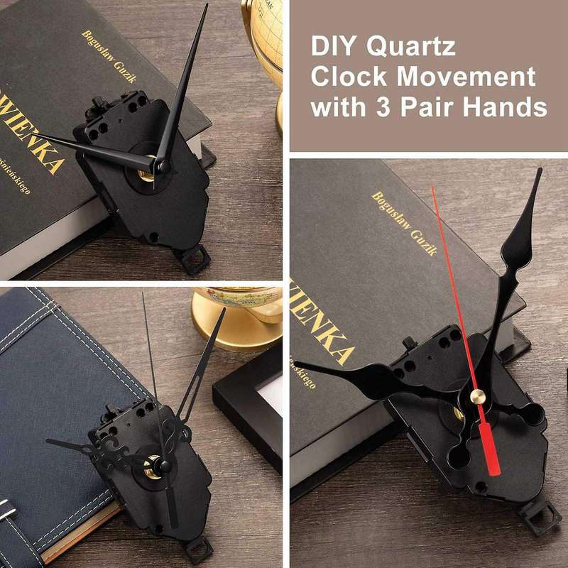 DIY Wall Clock Pendulum Movement Mechanism with 6 Pairs Hands Quartz Repair Shaft for Craft Frameles