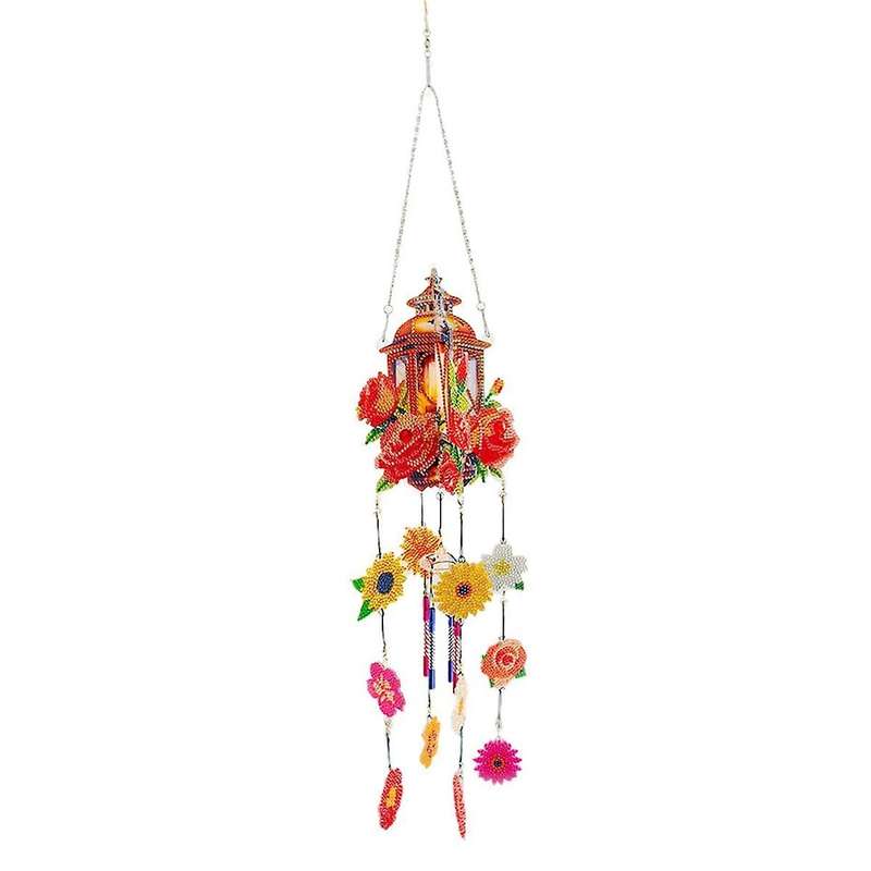 DIY Sun Catching Wind Chimes, Double Sided 5D House Flowers Hanging Ornament