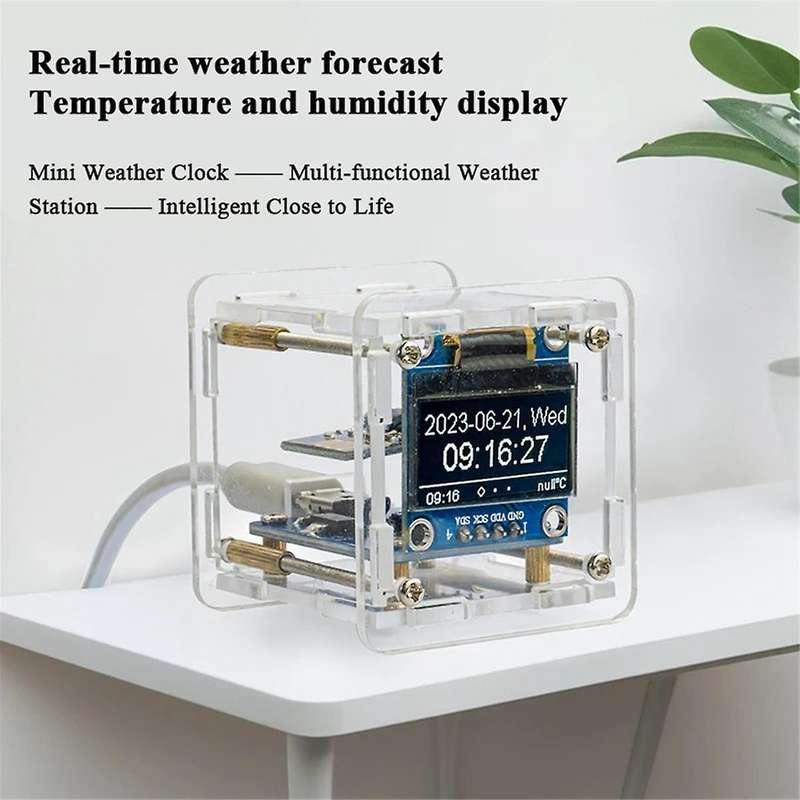 DIY Weather Clock Kit WIFI Module Internet of Things Time Temperature and Humidity Display Soldering