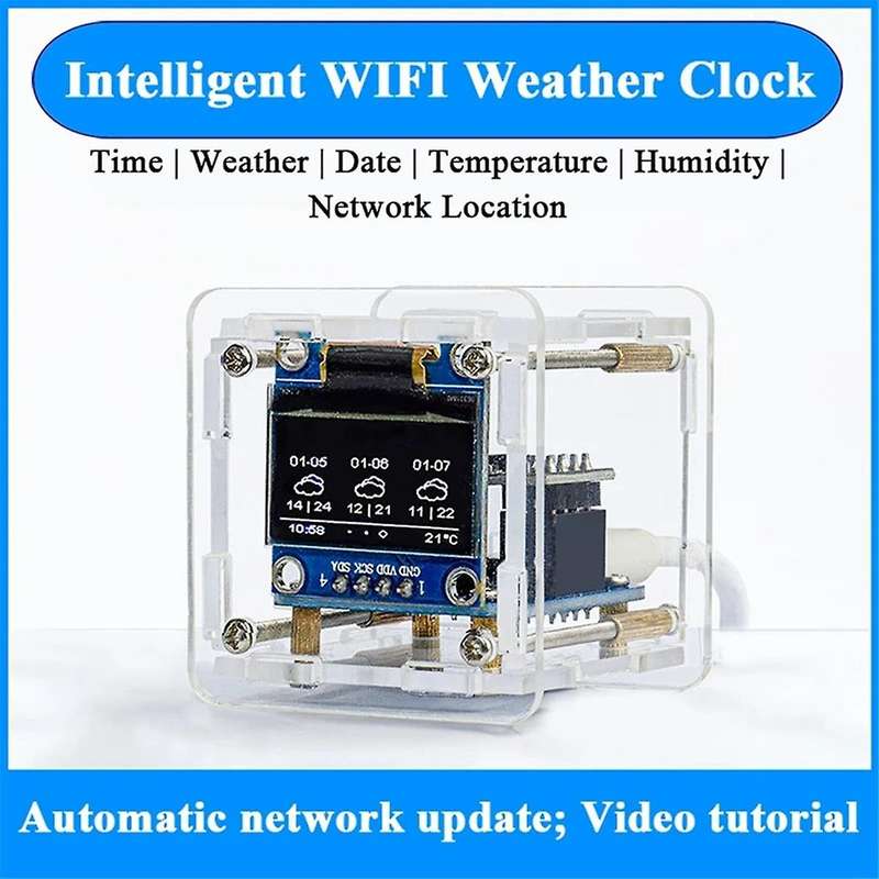 DIY Weather Clock Kit WIFI Module Internet of Things Time Temperature and Humidity Display Soldering