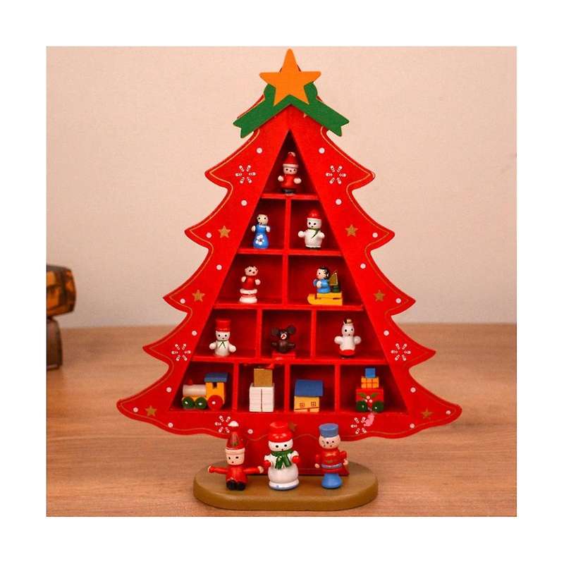 Diy Wooden Christmas Trees Window Shop Mall Desktop Display Props Ornament Holiday Gifts Decorations