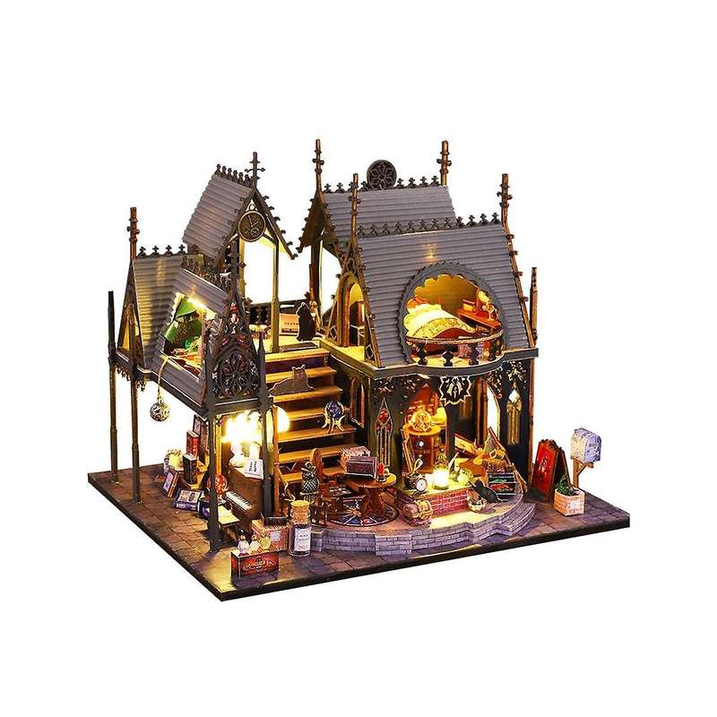 Diy Wooden Room Nook Kit, 3d Wooden Puzzle Bookend for Bookshelf Decor, with Light Diy Model Kits F