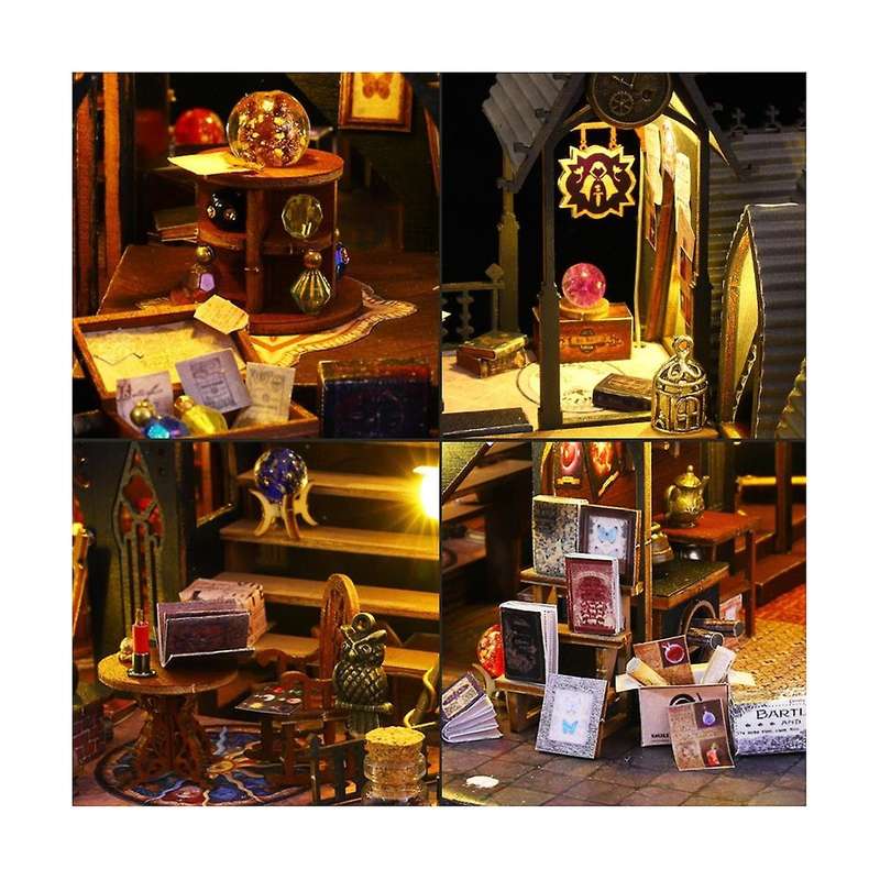 Diy Wooden Room Nook Kit, 3d Wooden Puzzle Bookend for Bookshelf Decor, with Light Diy Model Kits F