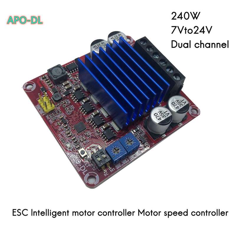 -DL Dual-Channel ESC Motor Driver DC7V-24V 240W Output Balance Adjustment for Dual-Drive Tracked Veh