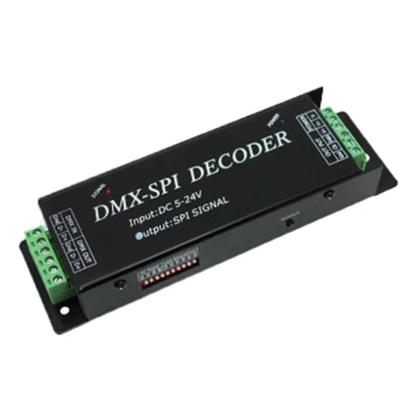 DMX200 SPI Signal LED Controller DMX to Decoder for 2801 6803 2812 2811 Strip Light Tape DC5V 12V 2