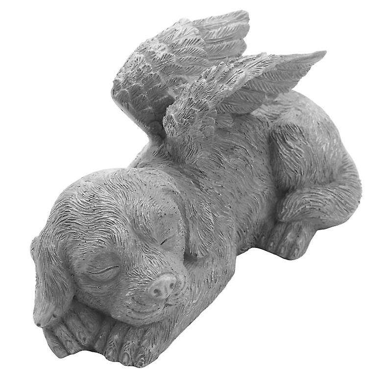 Dog Angel Pet Memorial Tombstone Marking Carved Statue, Resin, Stone Finish