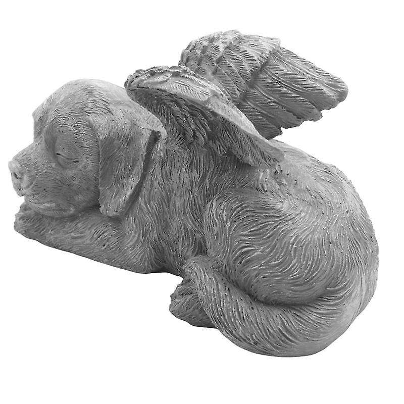 Dog Angel Pet Memorial Tombstone Marking Carved Statue, Resin, Stone Finish