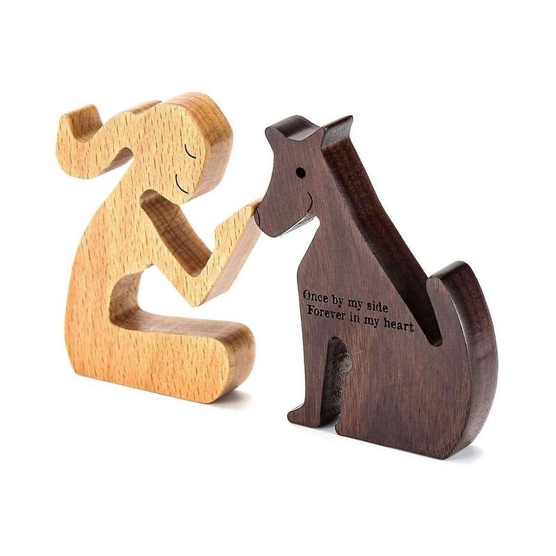 Dog Family Wood Products Household Wood Carving Ornaments Miniature Desktop Decorative Crafts
