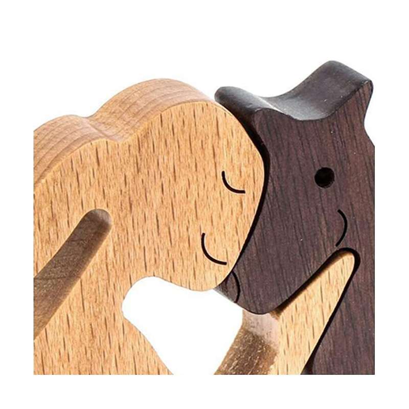 Dog Family Wood Products Household Wood Carving Ornaments Miniature Desktop Decorative Crafts