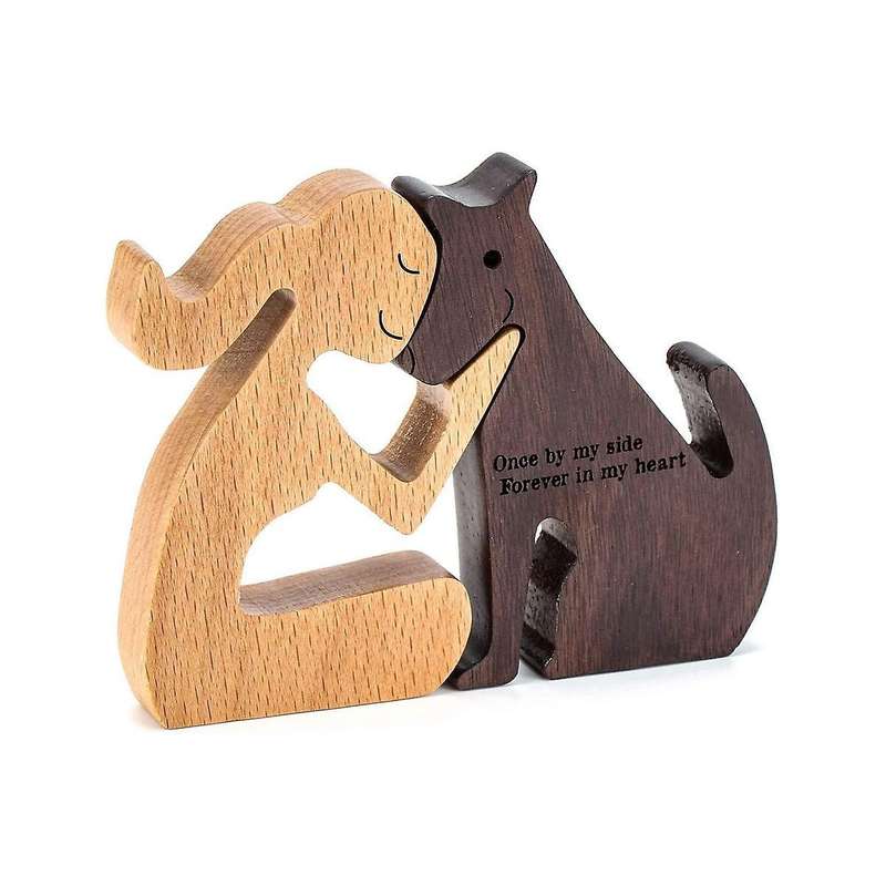 Dog Family Wood Products Household Wood Carving Ornaments Miniature Desktop Decorative Crafts