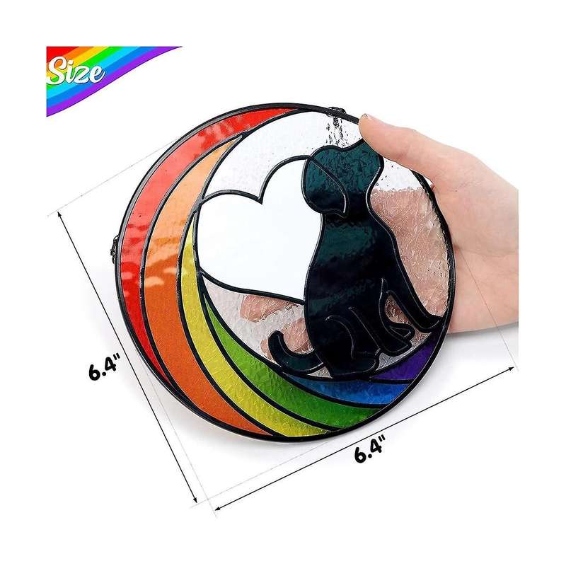 Dog Memorial Gifts Stained Glass Window Hanging Rainbow Bridge Sun Catcher for Dog Lovers Pet Prese
