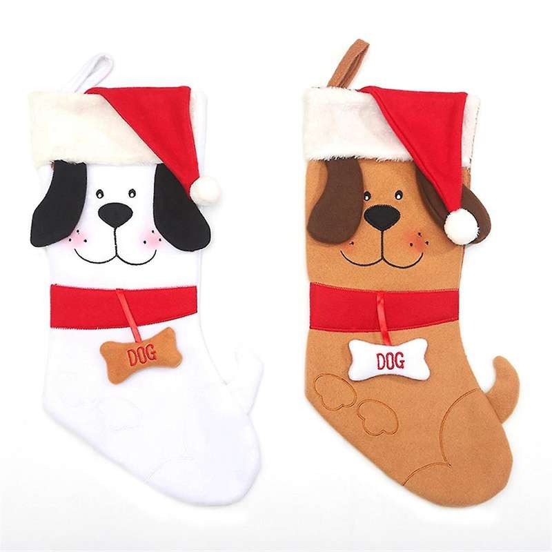 Dog and Puppies Style Christmas Stocking , Dog Theme Xmas Gift Decor Xmas Hanging Stocking Decoratio