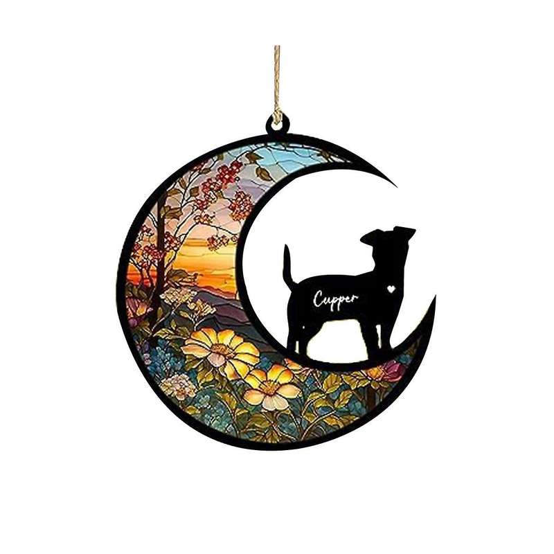 Dog Memorial Suncatcher, Personalized with Name Date Dog Breeds Suncatcher, Pet Loss Suncatcher, Sta