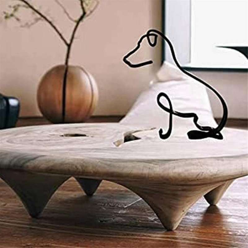 Dog Minimalist Art Sculpture,Personalized Metal Line Crafts- Statue for Living Room,Home Office,Desk