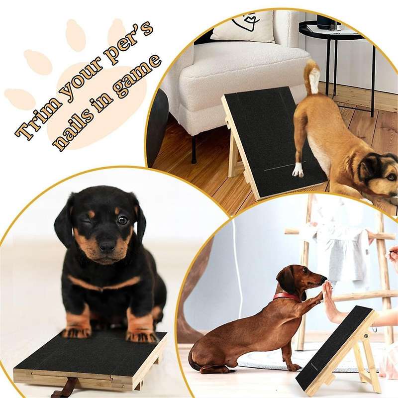 Dog Scratch Pad, Wooden Dog Grinder Scratch Pad for Nails with Snack Box Dog Nail Scratch Square Tri