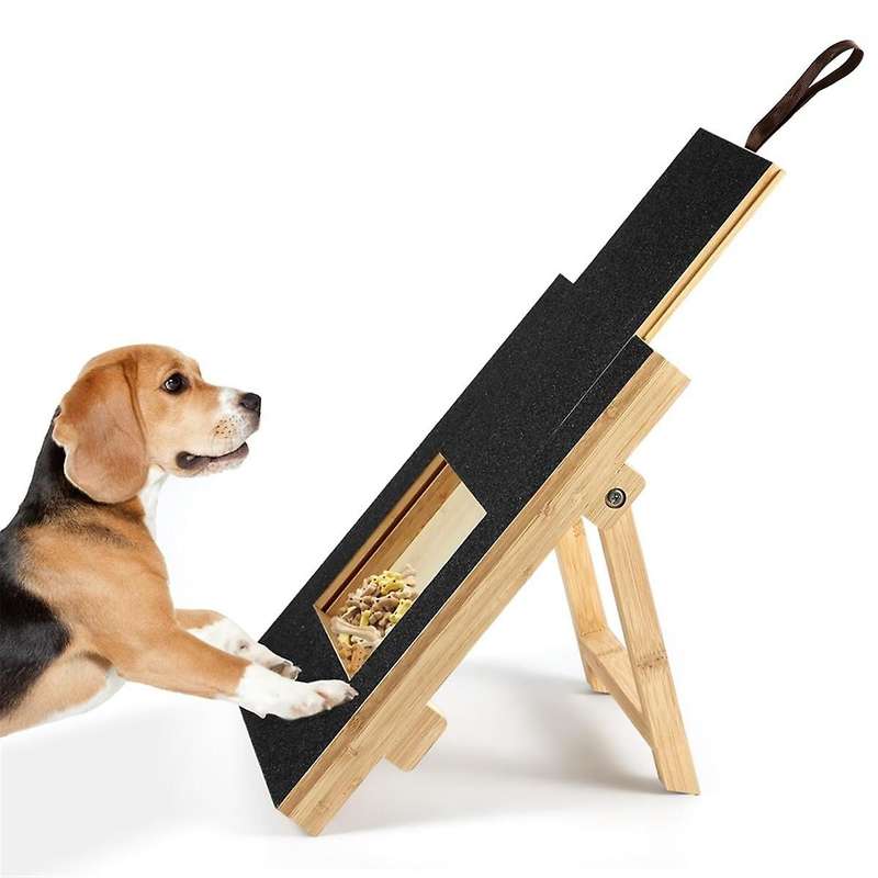 Dog Scratch Pad, Wooden Dog Grinder Scratch Pad for Nails with Snack Box Dog Nail Scratch Square Tri