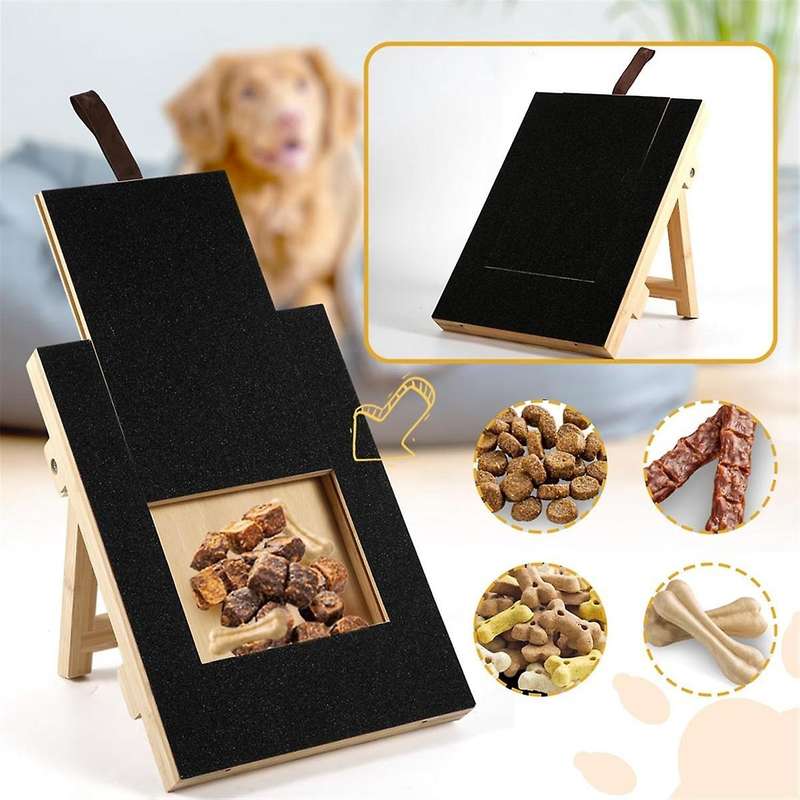 Dog Scratch Pad, Wooden Dog Grinder Scratch Pad for Nails with Snack Box Dog Nail Scratch Square Tri