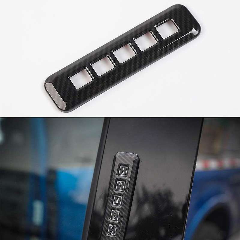 Door Carbon Fiber Password Lock Panel Trim Cover, Button Keyboard Trim Strip for 2015-2020