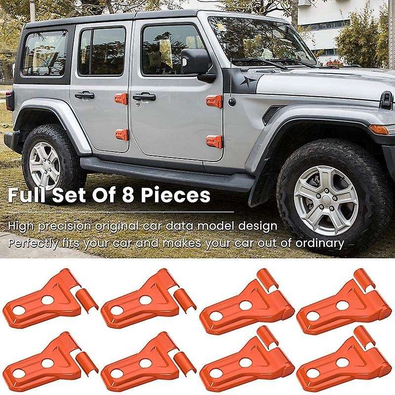 Door Hinge Cover Trim Exterior Accessories for 2018-2021 Wrangler JL JT 2-Door & 4-Door (Orange 8PCS