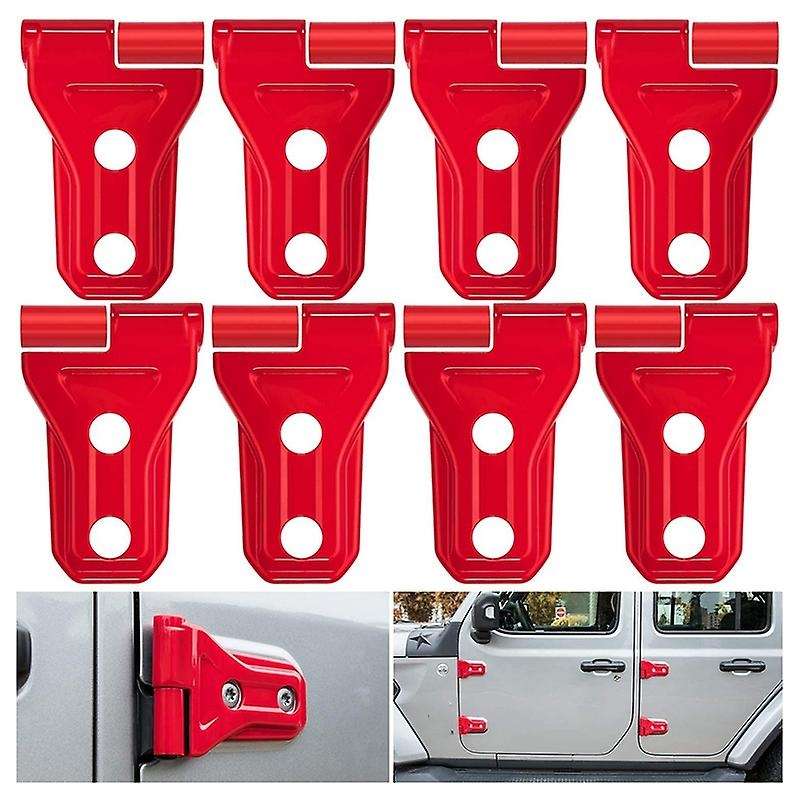 Door Hinge Cover Trim Exterior Accessories for 2018-2021 JL JT 2-Door & 4-Door (Red 8PCS)