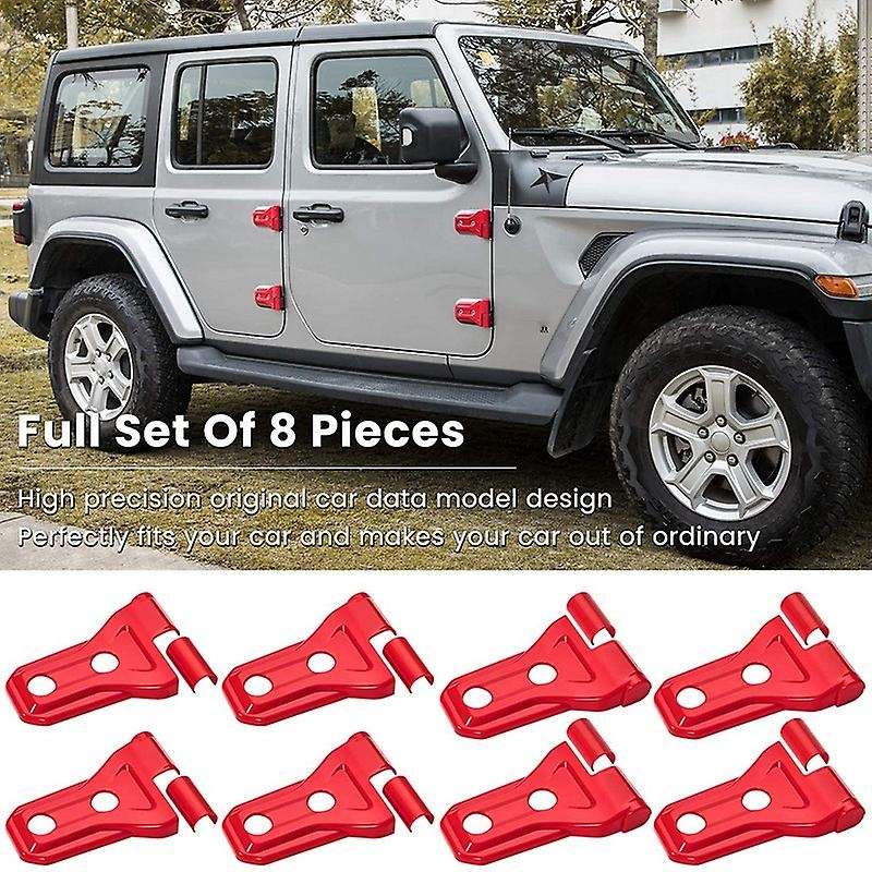 Door Hinge Cover Trim Exterior Accessories for 2018-2021 JL JT 2-Door & 4-Door (Red 8PCS)