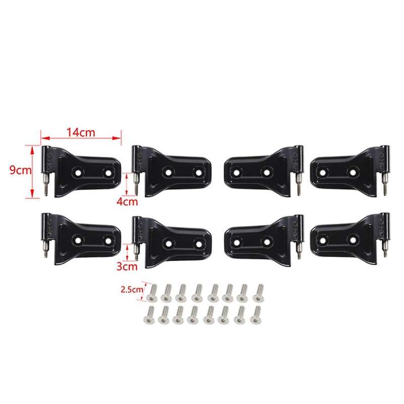 Door Hinge Kit, 8PCS Front Door Rear Door Hinges for Wrangler JL 4-Door 2018-2022 JT 2020-2022 ,Blac
