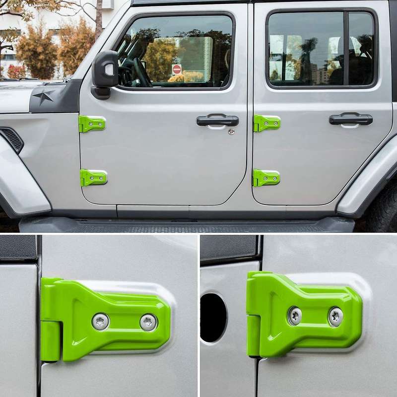 Door Hinge Cover Trim for 2018-2021 JL JLU JT Car Exterior Accessories, Green 8PCS