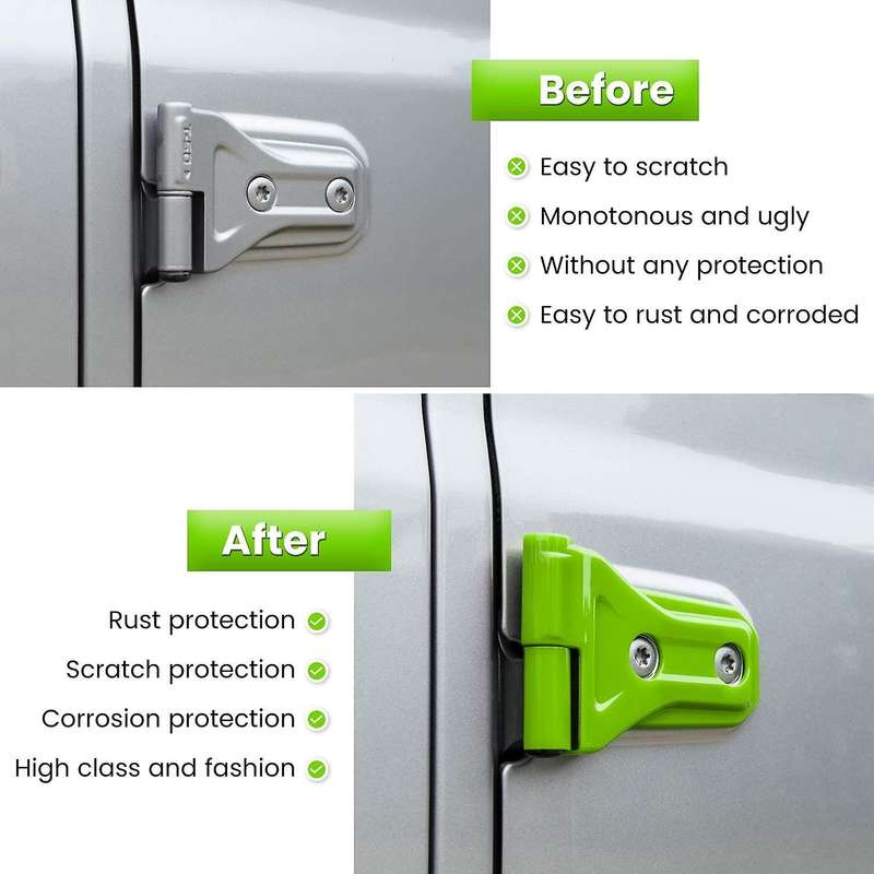 Door Hinge Cover Trim for 2018-2021 JL JLU JT Car Exterior Accessories, Green 8PCS