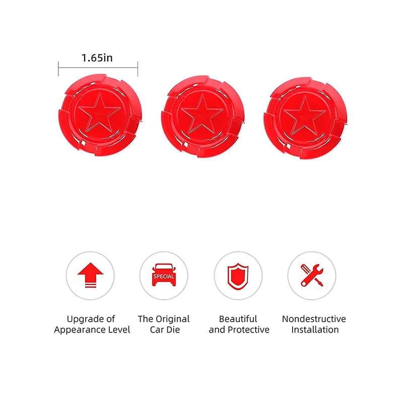 Door Key Jack Trim Cover Pentagram for 1997-2022 Wrangler TJ JK JL & JT Red