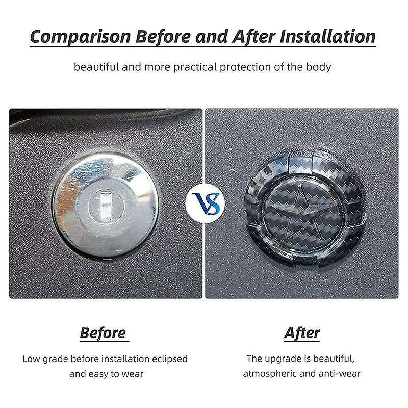 Door Key Jack Trim Cover for Jeep, ABS Carbon Fiber, Pentagram
