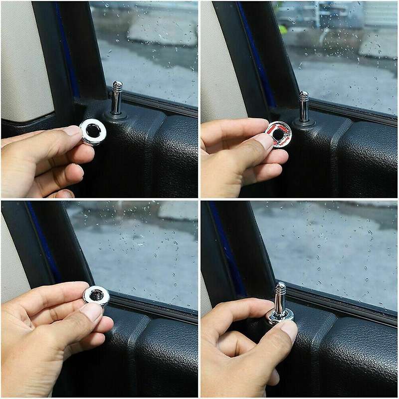 Door Lift Lock Bolt Pin Trim Cover ABS Bezel Interior Accessories for RAM 1500 2010+ (Silver)
