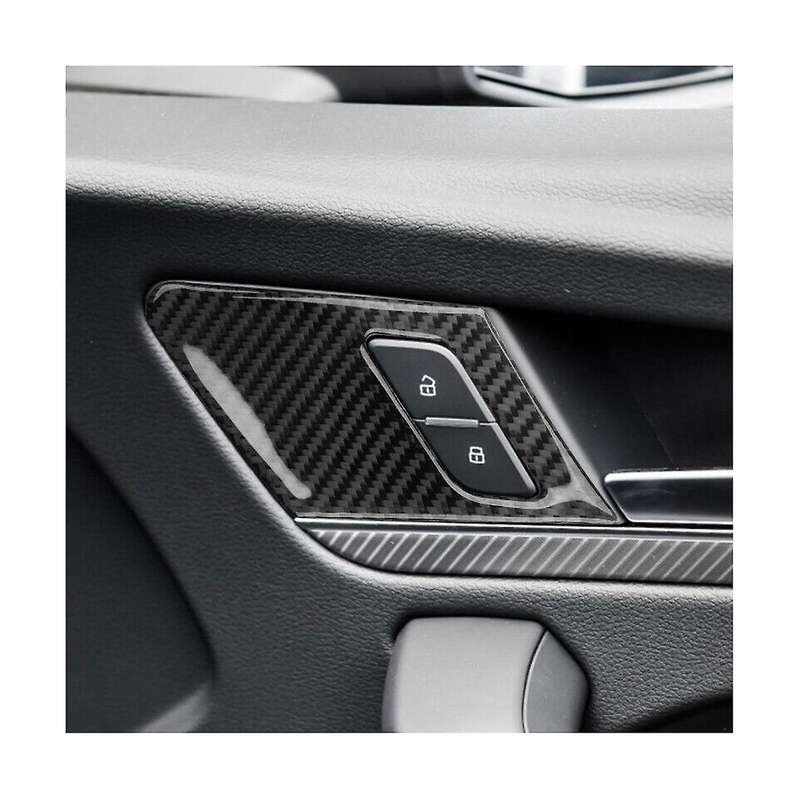 Door Lock Button Cover Trim Frame Sticker Decoration Carbon Fiber for Q5 2018-2023 Interior Accesso